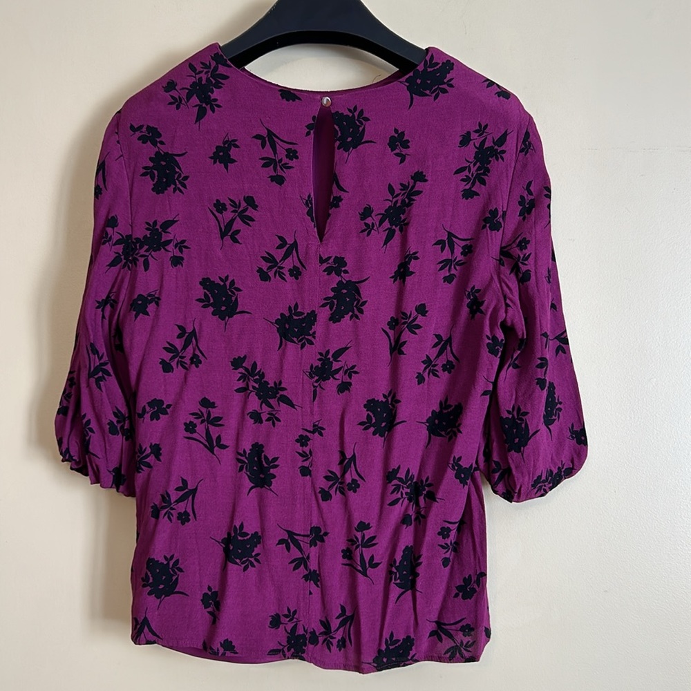 Suzy Shier women’s top ballon sleeve lined‎ floral size large - Picture 8 of 10